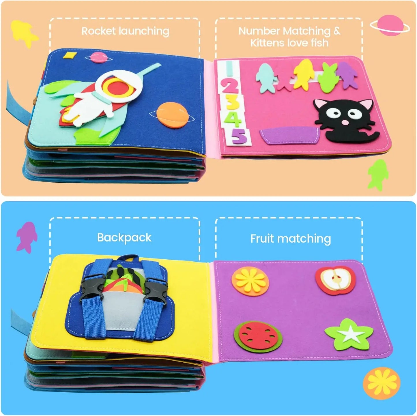 Kids Felt Sensory Book Montessori Baby Activity Books Educational Toys For Children 2-6 Years