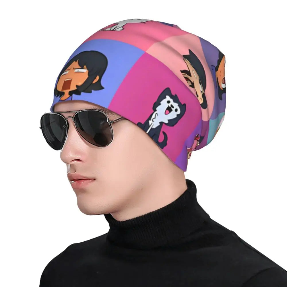 Aphmau Cat Bonnet Hats Vintage Outdoor Cartoon Anime Skullies Beanies Hats Unisex Warm Dual-use Cap