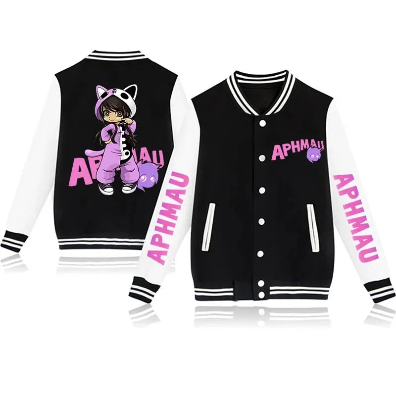 Aphmau - New Jackets Autumn and Winter Aphmau Print Kawaii Men's and Women's Baseball Jacket Anime Streetwear Tops Hip Hop Outwear