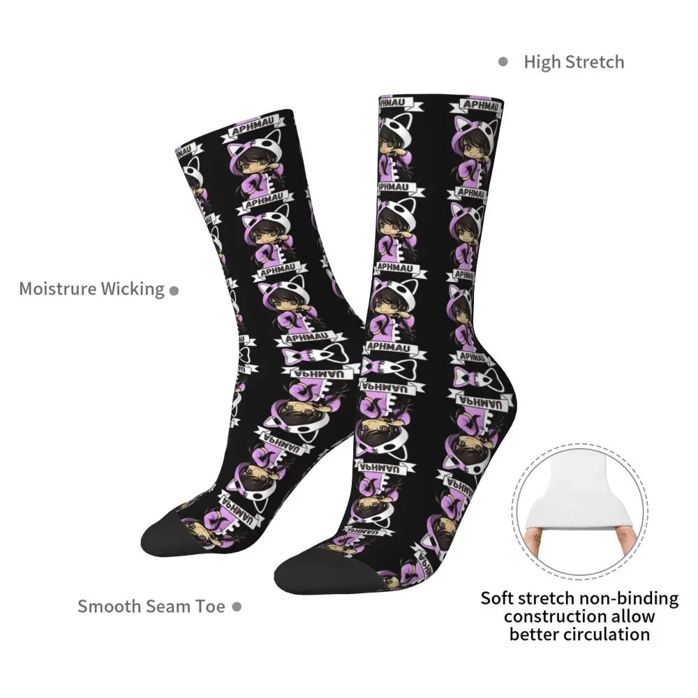 Aphmau Meow Plushies Anime Cats Socks Harajuku Sweat Absorbing Stockings All Season Long Socks Accessories for Unisex Gifts