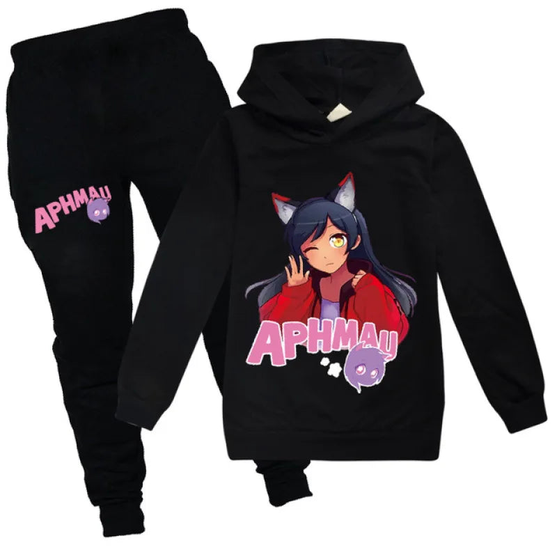 APHMAU Kids Clothes Boys Autumn Hooded T Shirt Pants Suit Baby Girl Outfit Set Teenagers Cute Tees Sets Toddler Girl Clothes