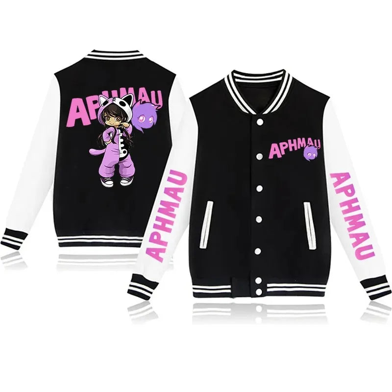 Aphmau - New Jackets Autumn and Winter Aphmau Print Kawaii Men's and Women's Baseball Jacket Anime Streetwear Tops Hip Hop Outwear