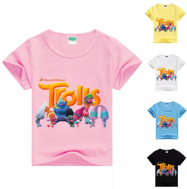 2-16Y Trolls Poppy T Shirts Toddler Girls TShirt Children Casual Clothing