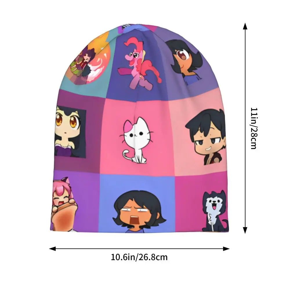 Aphmau Cat Bonnet Hats Vintage Outdoor Cartoon Anime Skullies Beanies Hats Unisex Warm Dual-use Cap