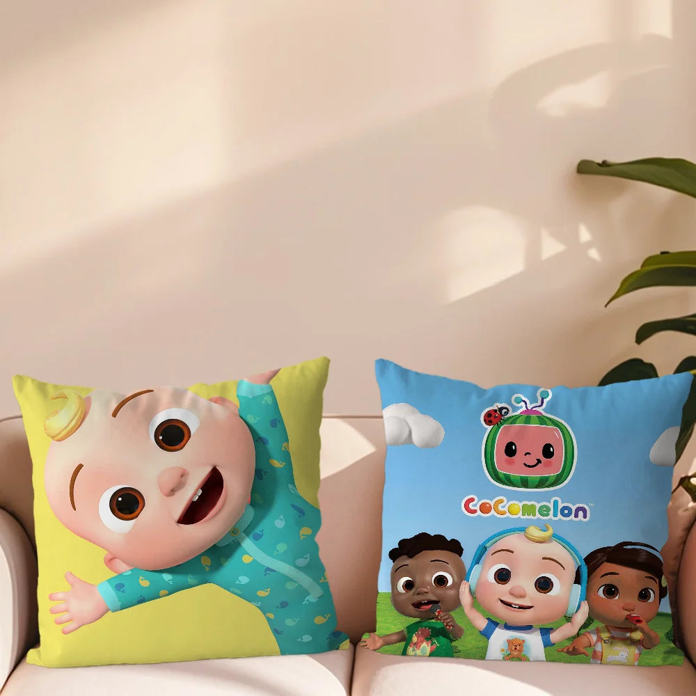 Coco Melon Cartoon Cute Baby Pillow Case For Sofa Bedroom Living Room Office Bedside Table Backrest Cushion Printing Square C-CoComelonS