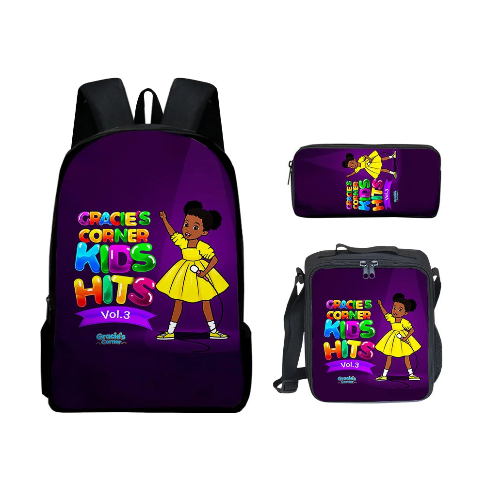 Gracies Corner 3D Print 3pcs/Set pupil School Bags Laptop Daypack Backpack Lunch bag Pencil Case