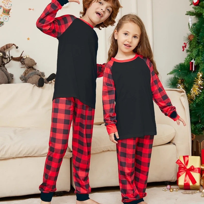 2024 Year's Clothes Adults Kids Christmas Matching Pajamas Set Baby&Dog Romper DIY Blank Plaid Sleepwear Xmas Family Look