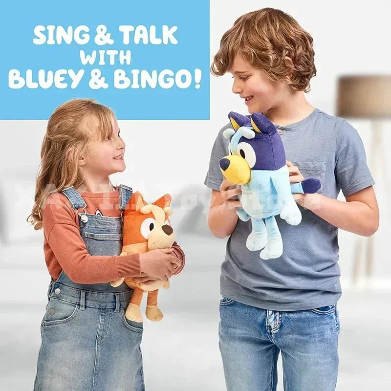 Kawaii Anime Bluey Talking Plush A Family Of Bingo Dog Music Figure Plush Toys Stuffed Animals Toy For Children Holiday Gift