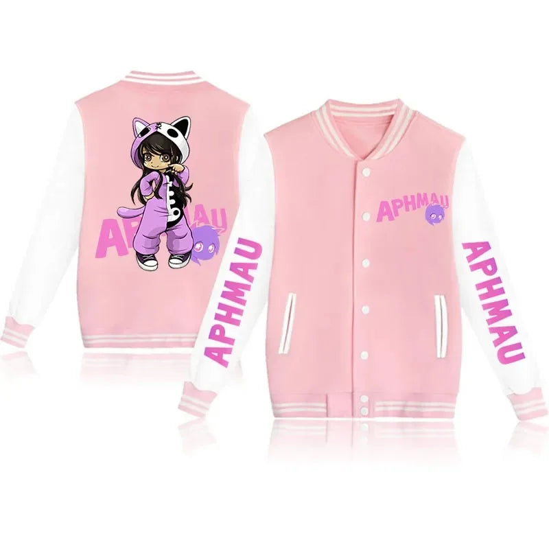Aphmau - New Jackets Autumn and Winter Aphmau Print Kawaii Men's and Women's Baseball Jacket Anime Streetwear Tops Hip Hop Outwear