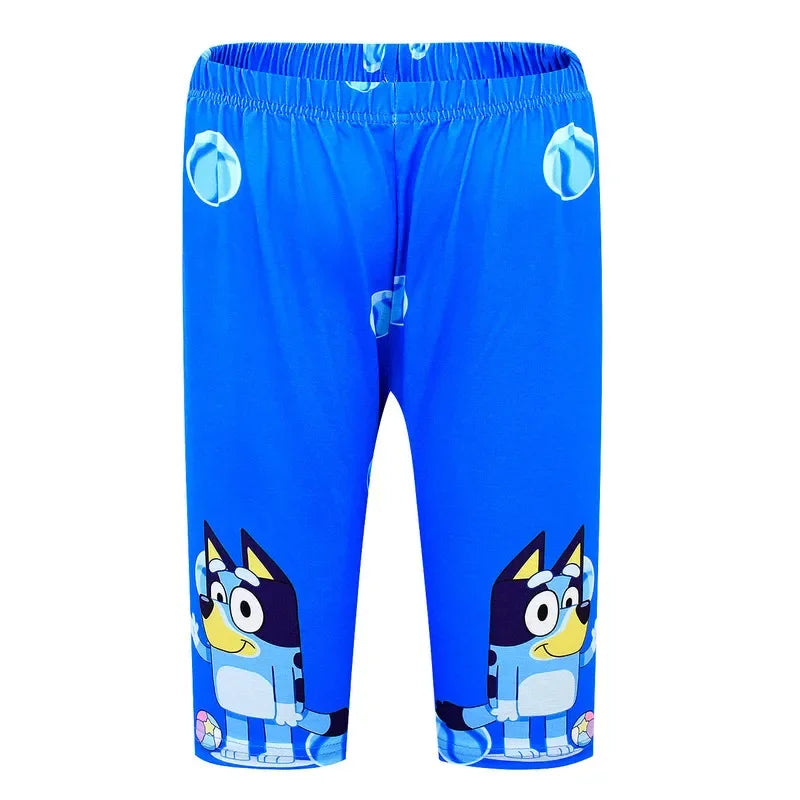 Bluey Children's Short-sleeved T-shirt Set Bluey Family Children's Pajama Set Shorts Loose Two-piece Set For Boys And Girls