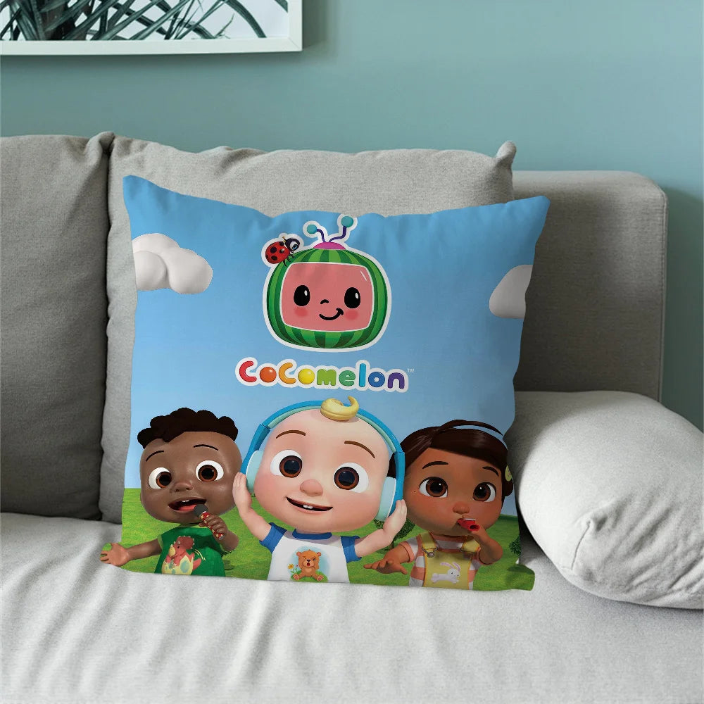 Coco Melon Cartoon Cute Baby Pillow Case For Sofa Bedroom Living Room Office Bedside Table Backrest Cushion Printing Square C-CoComelonS