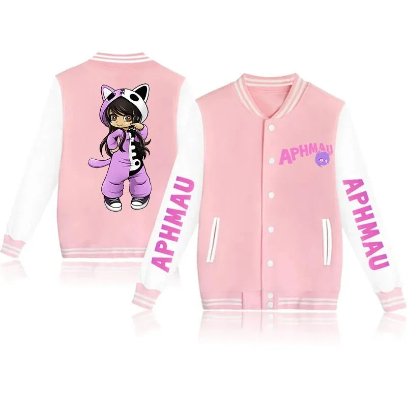 Aphmau - New Jackets Autumn and Winter Aphmau Print Kawaii Men's and Women's Baseball Jacket Anime Streetwear Tops Hip Hop Outwear