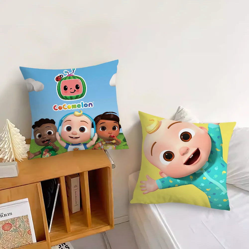 Coco Melon Cartoon Cute Baby Pillow Case For Sofa Bedroom Living Room Office Bedside Table Backrest Cushion Printing Square C-CoComelonS