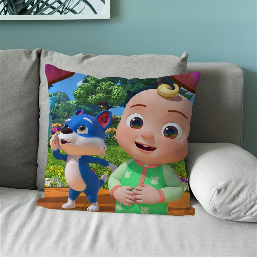 Coco Melon Cartoon Cute Baby Pillow Case For Sofa Bedroom Living Room Office Bedside Table Backrest Cushion Printing Square C-CoComelonS