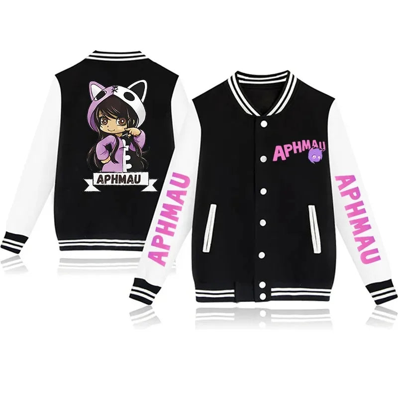 Aphmau - New Jackets Autumn and Winter Aphmau Print Kawaii Men's and Women's Baseball Jacket Anime Streetwear Tops Hip Hop Outwear