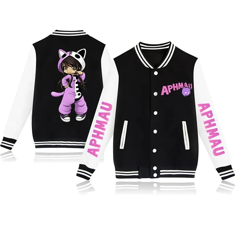 Aphmau - New Jackets Autumn and Winter Aphmau Print Kawaii Men's and Women's Baseball Jacket Anime Streetwear Tops Hip Hop Outwear