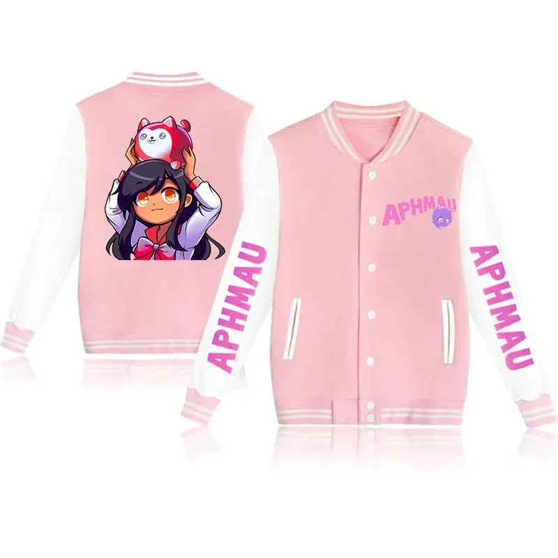 Aphmau - New Jackets Autumn and Winter Aphmau Print Kawaii Men's and Women's Baseball Jacket Anime Streetwear Tops Hip Hop Outwear