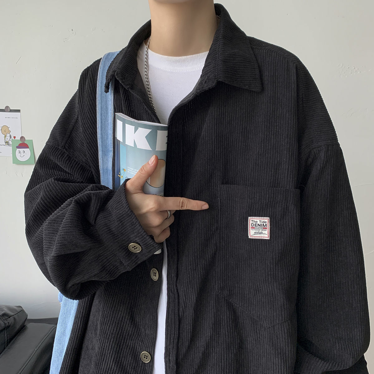 Privathinker Corduroy Long Sleeve Shirts - Unisex Fashion Casual Oversize Shirt Printed Clothing