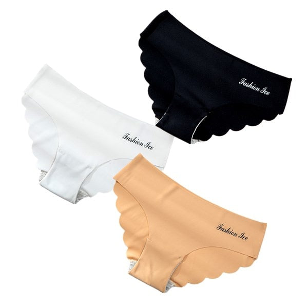 Panties Seamless Panty Set Solid Invisible Underwear Sexy Low Waist Briefs Underpants Lingerie 3 Pcs