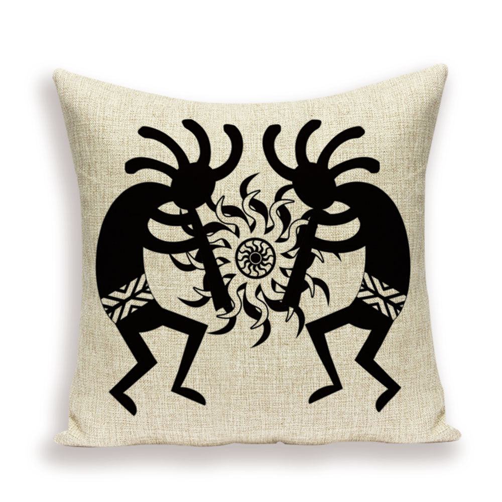 African Style Cushion Cover, African Style Pillow Case Linen Print Color Cloth for Sofa Throw Pillows