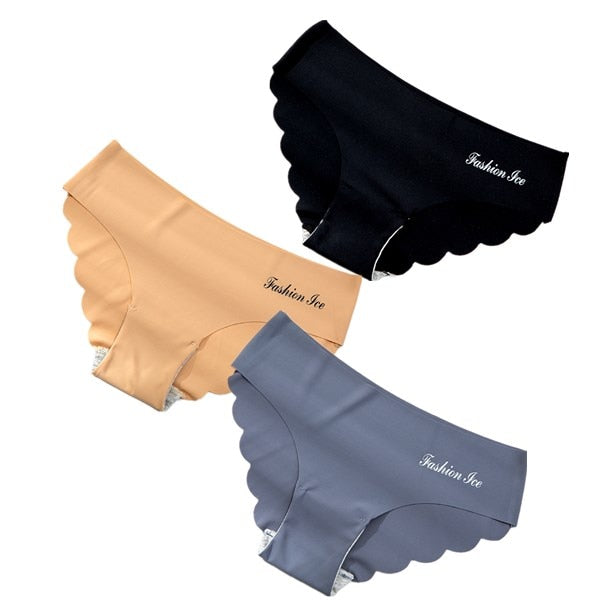 Panties Seamless Panty Set Solid Invisible Underwear Sexy Low Waist Briefs Underpants Lingerie 3 Pcs