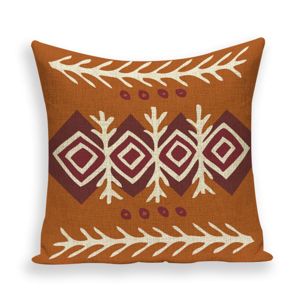 African Style Cushion Cover, African Style Pillow Case Linen Print Color Cloth for Sofa Throw Pillows