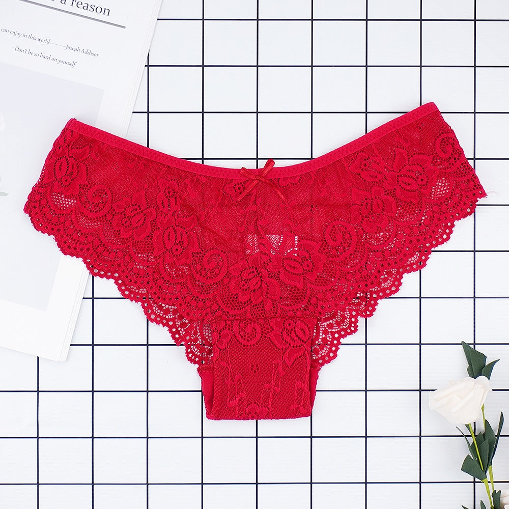 Fashion Sexy Full Lace Panties Transparent Briefs Low Cut Panty Breathable