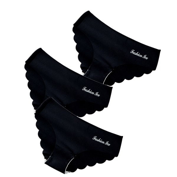 Panties Seamless Panty Set Solid Invisible Underwear Sexy Low Waist Briefs Underpants Lingerie 3 Pcs