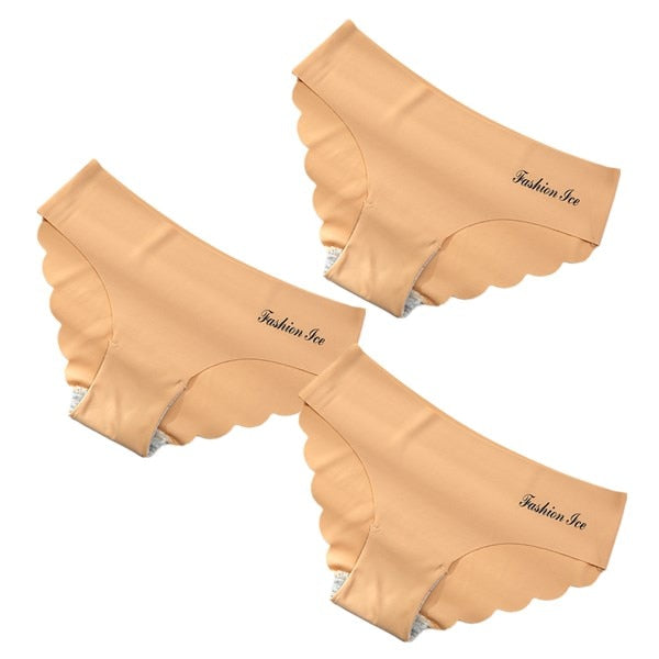 Panties Seamless Panty Set Solid Invisible Underwear Sexy Low Waist Briefs Underpants Lingerie 3 Pcs