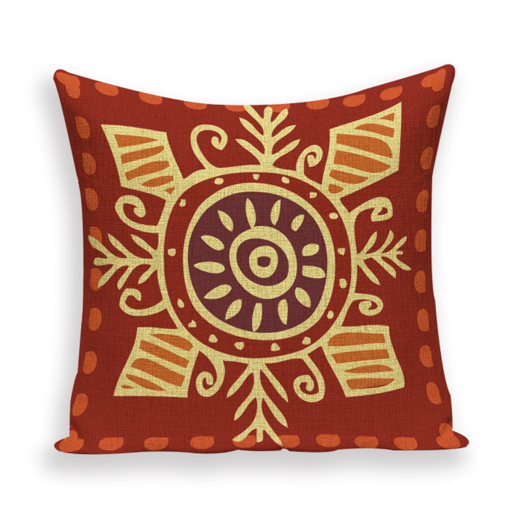 African Style Cushion Cover, African Style Pillow Case Linen Print Color Cloth for Sofa Throw Pillows