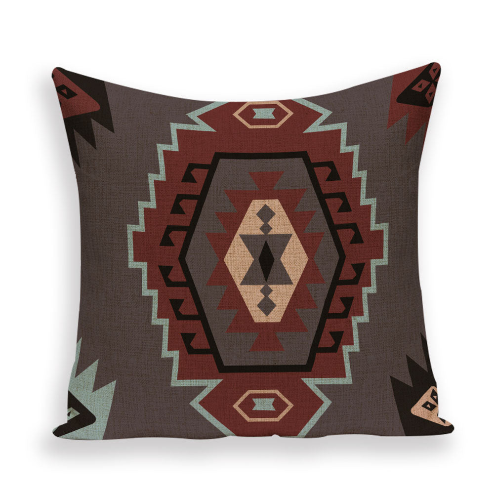African Style Cushion Cover, African Style Pillow Case Linen Print Color Cloth for Sofa Throw Pillows