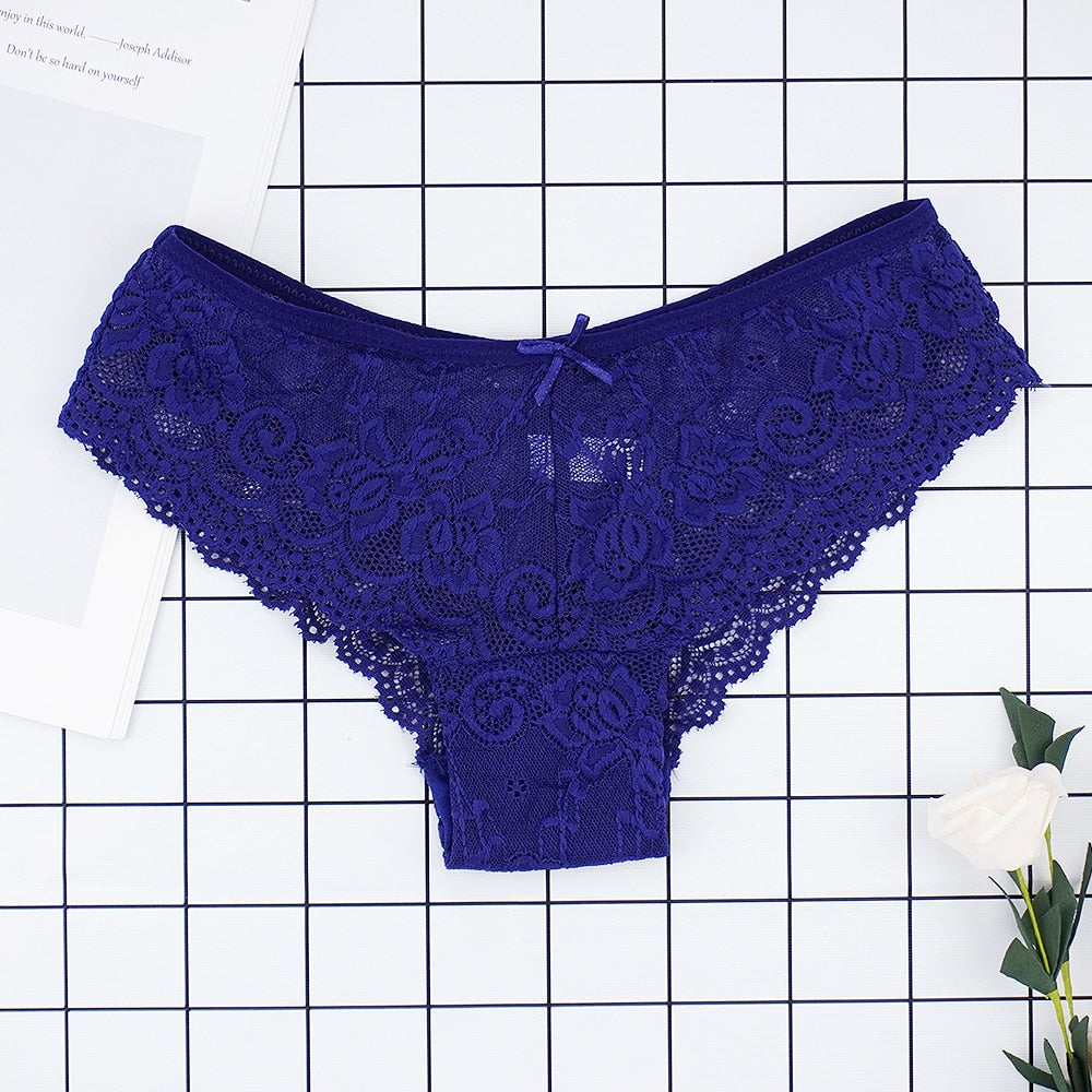 Fashion Sexy Full Lace Panties Transparent Briefs Low Cut Panty Breathable