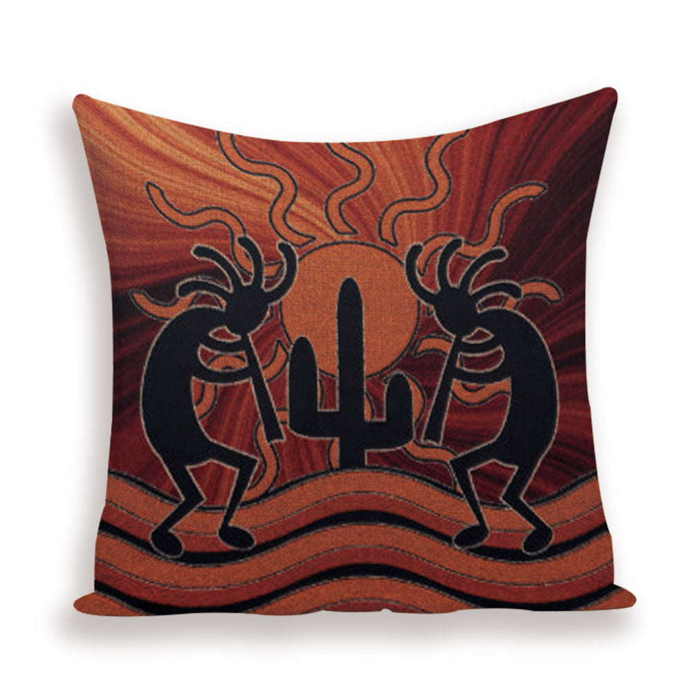 African Style Cushion Cover, African Style Pillow Case Linen Print Color Cloth for Sofa Throw Pillows
