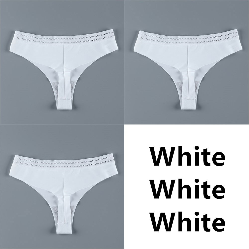 Panties Seamless Panty Set Solid Invisible Underwear Sexy Low Waist Briefs Underpants Lingerie 3 Pcs