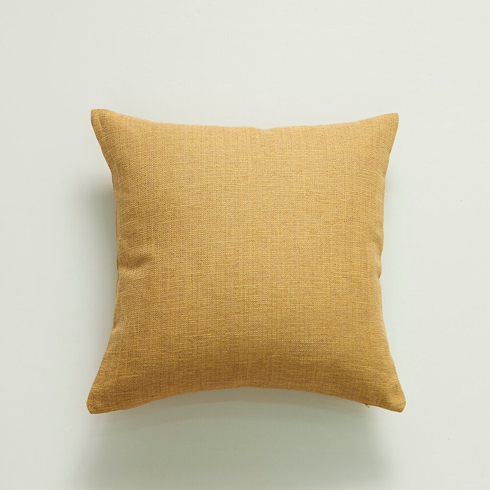 Home Decorative Pure Color Cotton Hemp Tassel Pillow Cover For Home Simple Art Style Square Pillow Cushion Cover