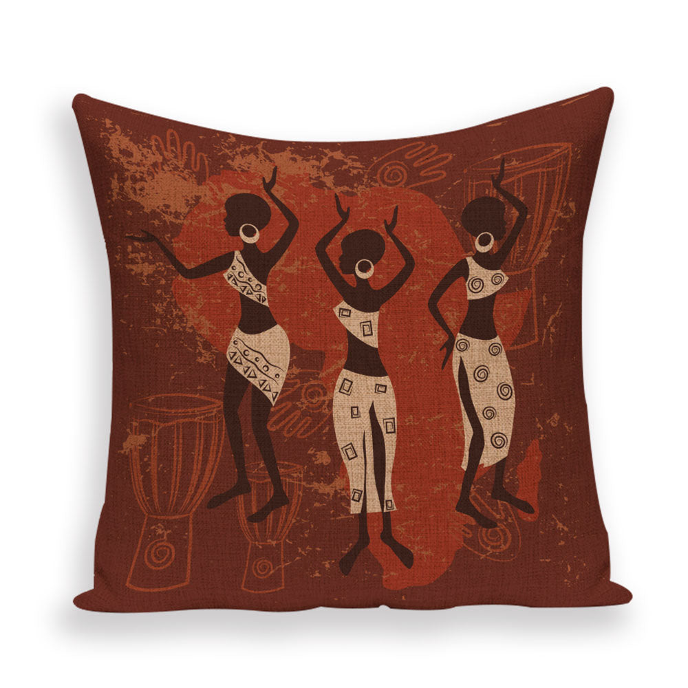African Style Cushion Cover, African Style Pillow Case Linen Print Color Cloth for Sofa Throw Pillows