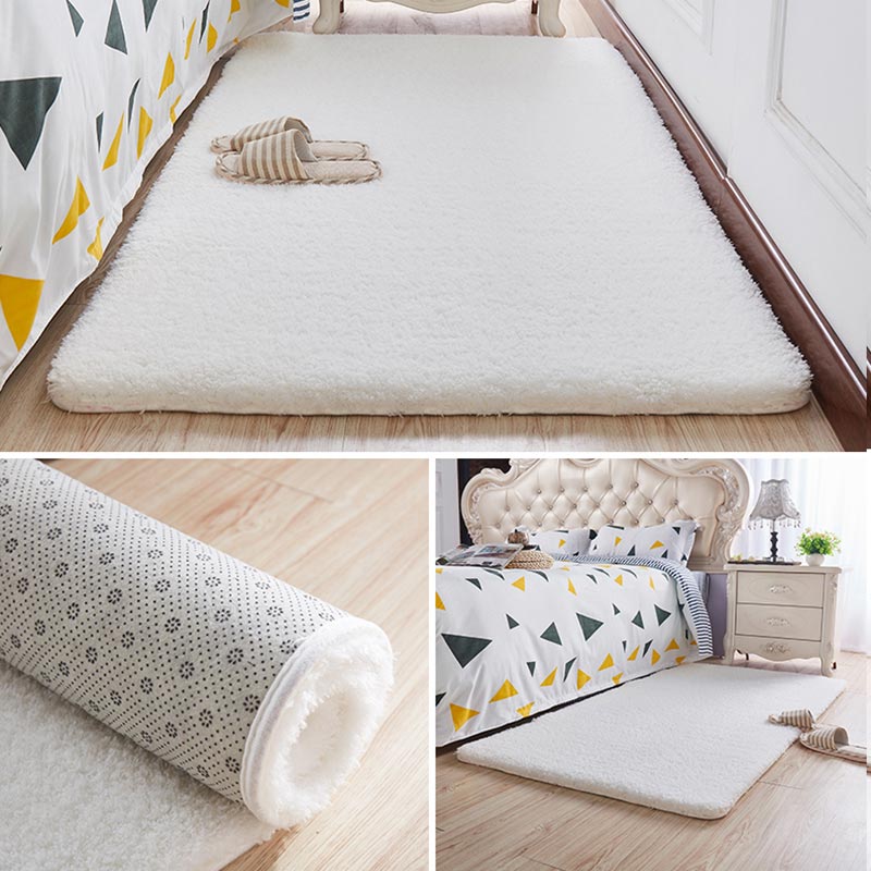 Nordic Fluffy Carpet For Bedroom Living Room Large Size Plush Anti-slip Soft Door Mat White pink Red Children Rugs For Room