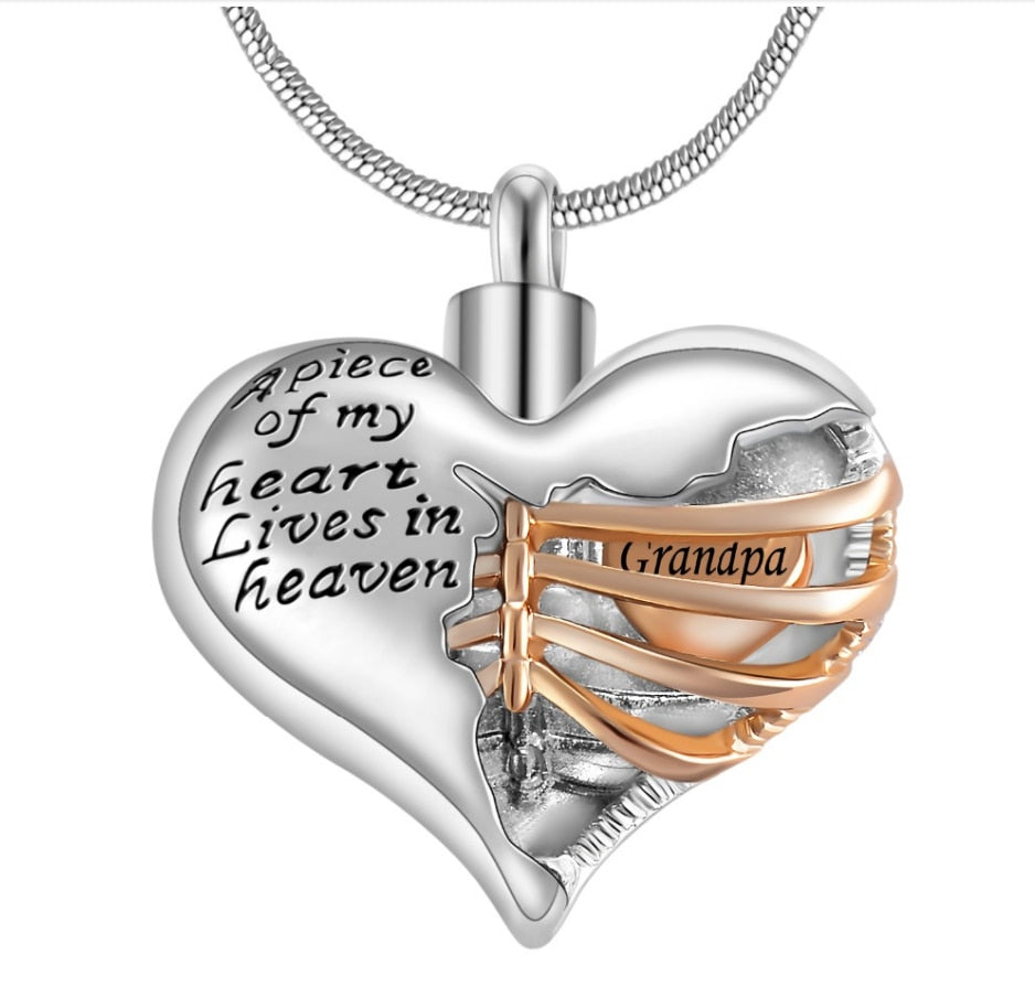Locket A piece of my heart lives in Heaven, Two Tone Locket Heart necklace jewelry keepsake pendant