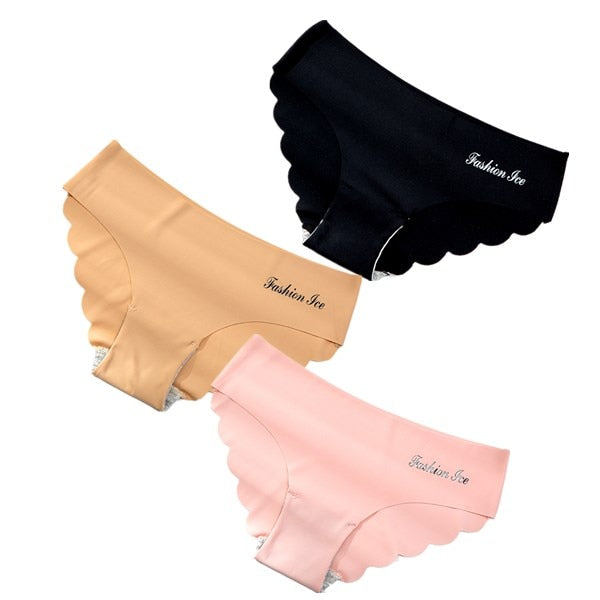 Panties Seamless Panty Set Solid Invisible Underwear Sexy Low Waist Briefs Underpants Lingerie 3 Pcs