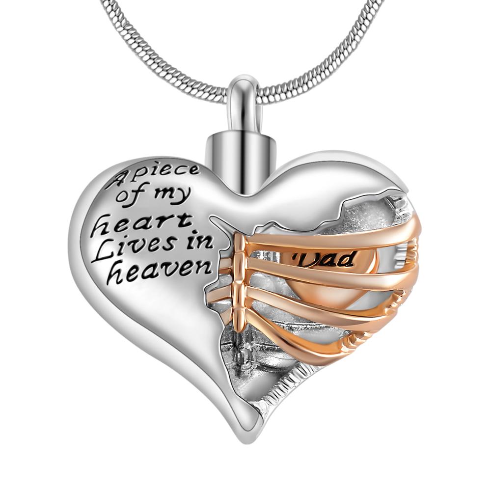 Locket A piece of my heart lives in Heaven, Two Tone Locket Heart necklace jewelry keepsake pendant