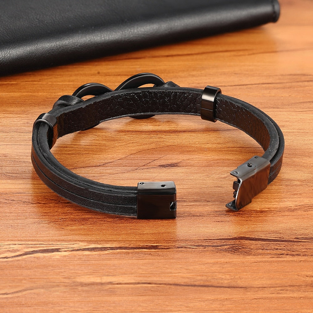 XQNI Stainless Steel Leather Bracelet Infinity Logo Special Popular Pattern Bracelet DIY Size Valentine Day Jewelry Gift