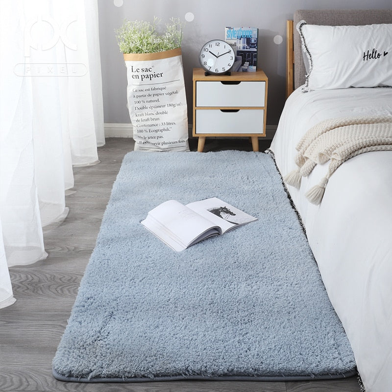 Nordic Fluffy Carpet For Bedroom Living Room Large Size Plush Anti-slip Soft Door Mat White pink Red Children Rugs For Room