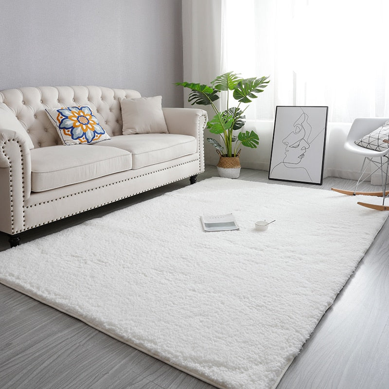 Nordic Fluffy Carpet For Bedroom Living Room Large Size Plush Anti-slip Soft Door Mat White pink Red Children Rugs For Room