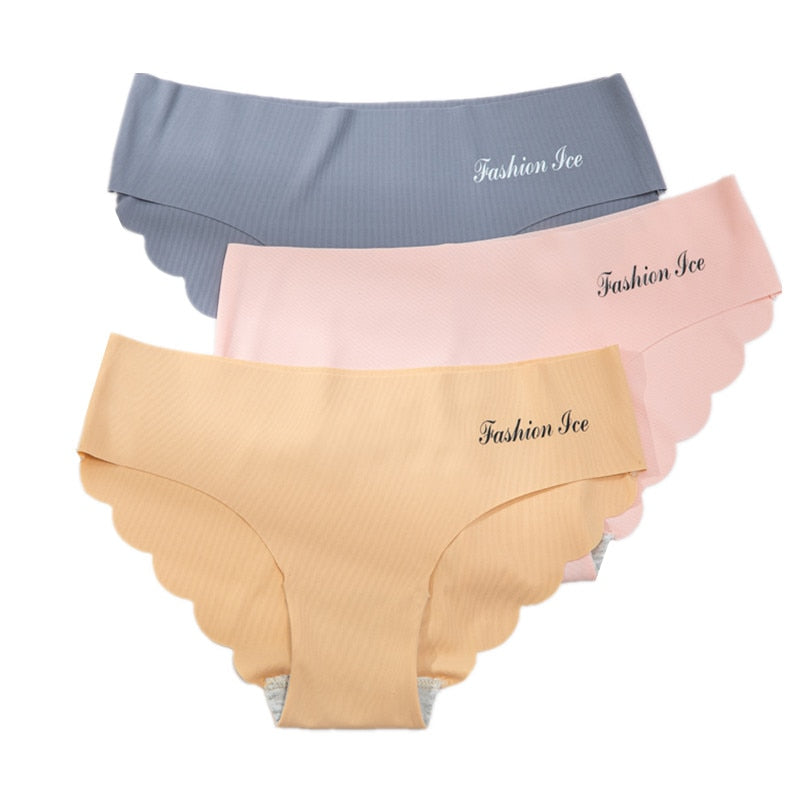 Panties Seamless Panty Set Solid Invisible Underwear Sexy Low Waist Briefs Underpants Lingerie 3 Pcs