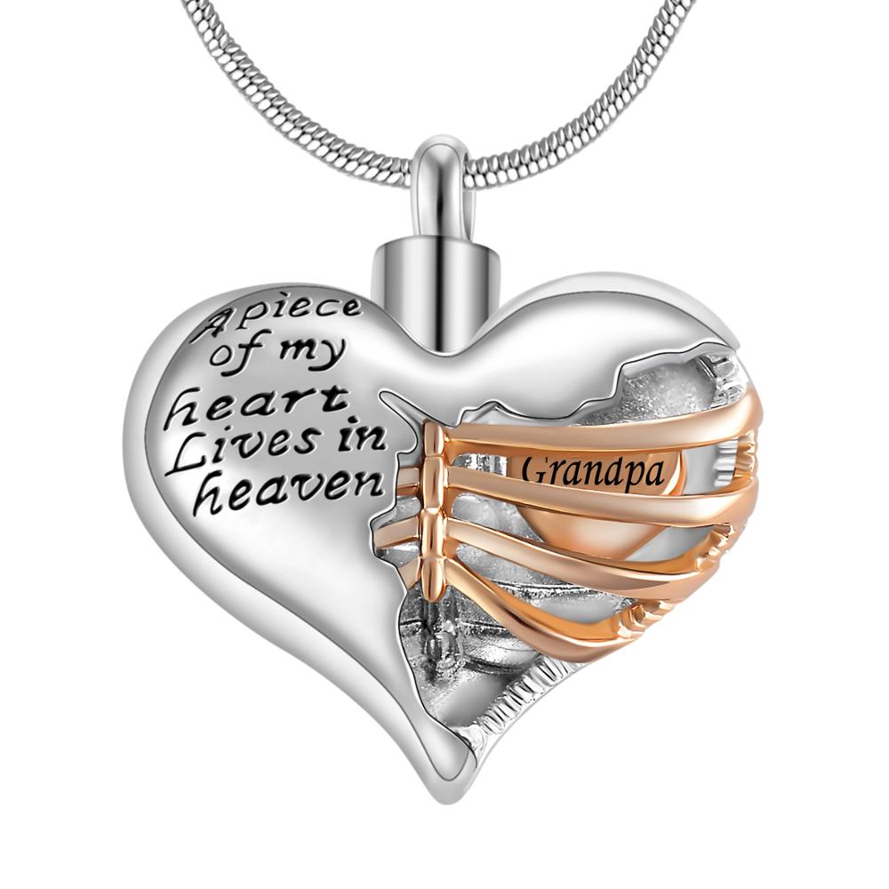 Locket A piece of my heart lives in Heaven, Two Tone Locket Heart necklace jewelry keepsake pendant