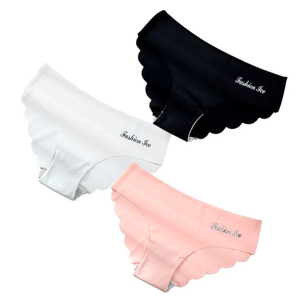 Panties Seamless Panty Set Solid Invisible Underwear Sexy Low Waist Briefs Underpants Lingerie 3 Pcs