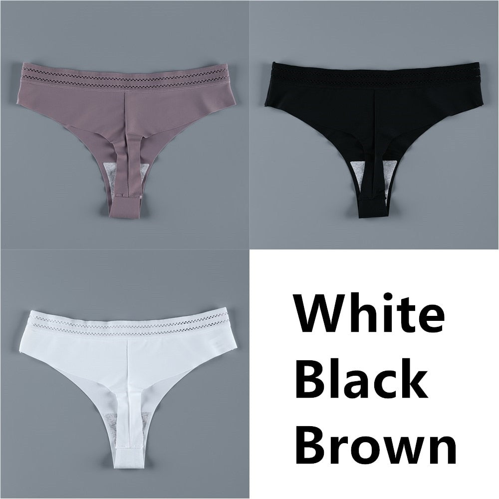 Panties Seamless Panty Set Solid Invisible Underwear Sexy Low Waist Briefs Underpants Lingerie 3 Pcs