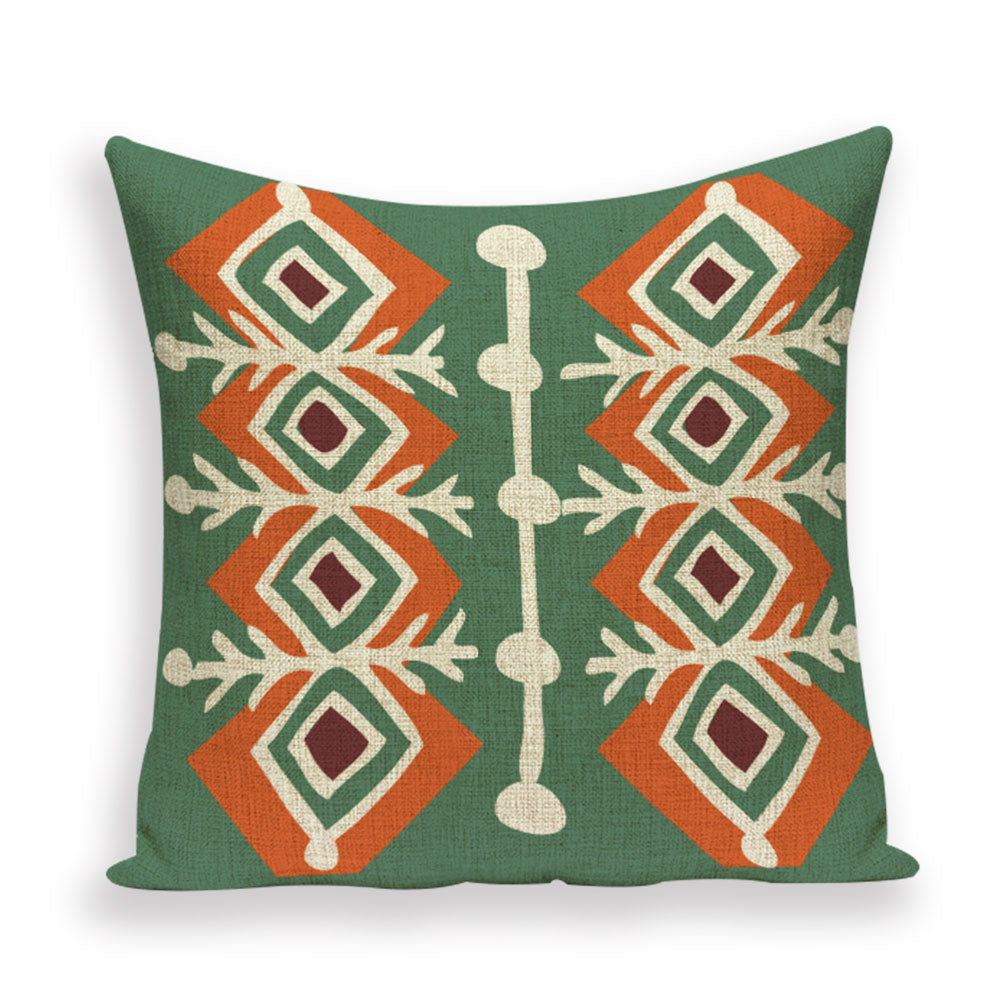 African Style Cushion Cover, African Style Pillow Case Linen Print Color Cloth for Sofa Throw Pillows