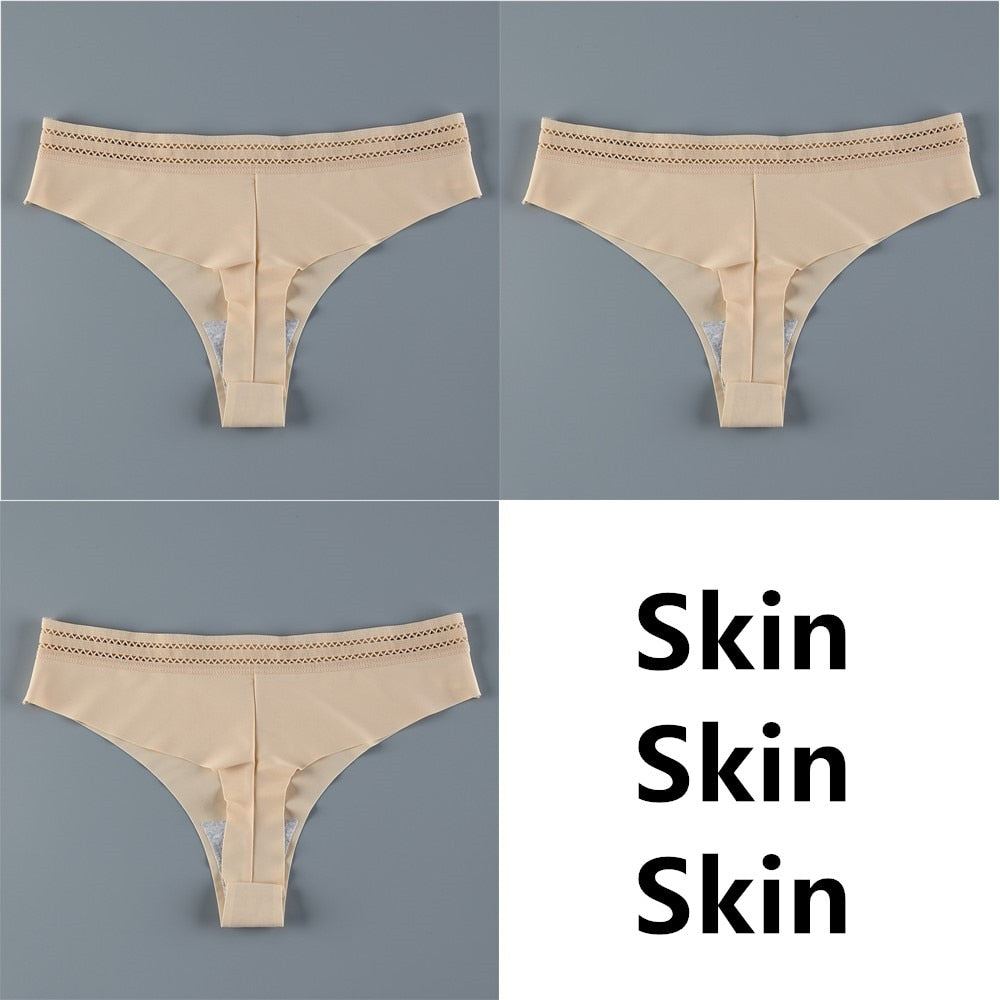 Panties Seamless Panty Set Solid Invisible Underwear Sexy Low Waist Briefs Underpants Lingerie 3 Pcs