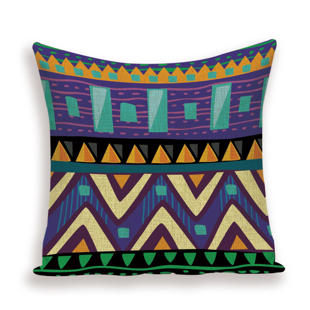 African Style Cushion Cover, African Style Pillow Case Linen Print Color Cloth for Sofa Throw Pillows